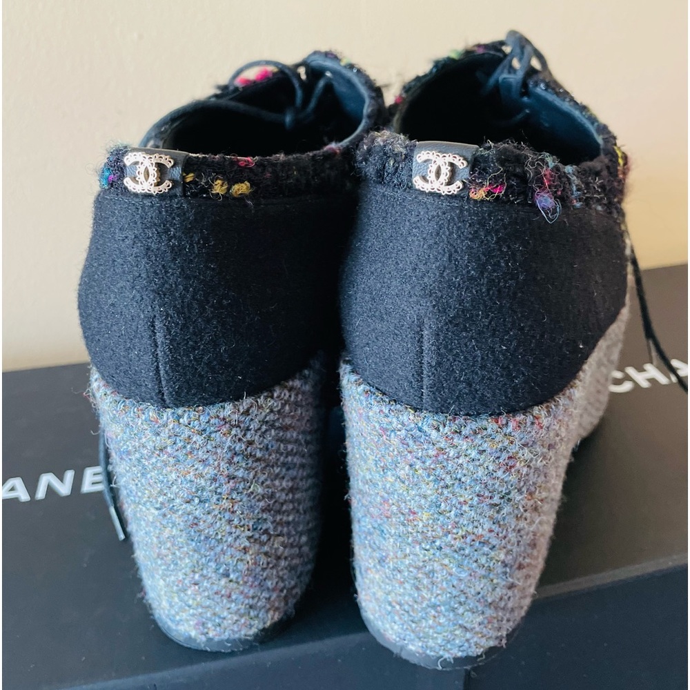 Chanel Multicolor Tweed Platform Shoes View 2